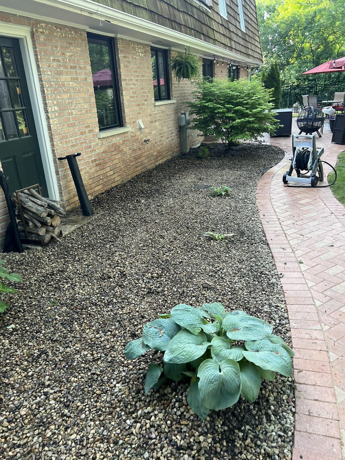 Completed flower bed with fresh plants